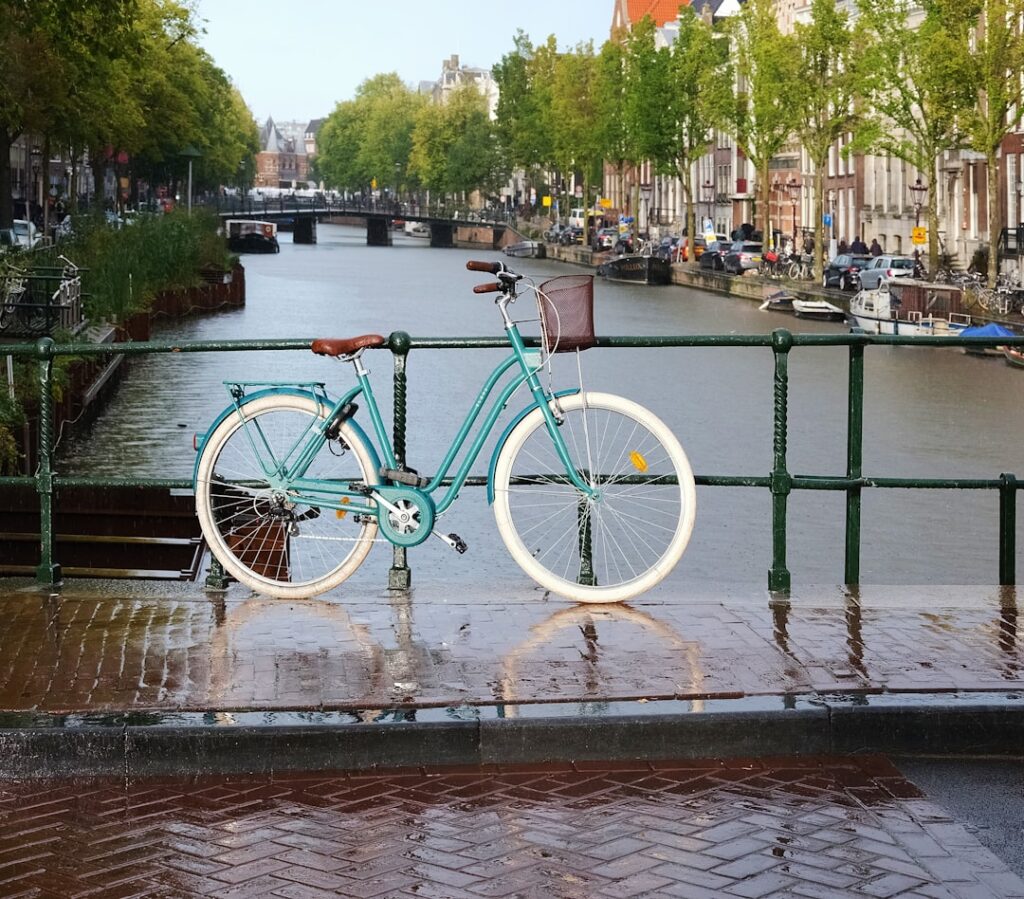 Rain and bikes in Amsterdam