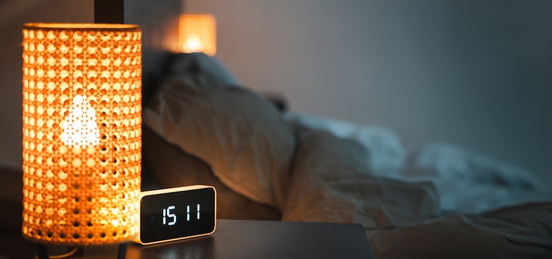 Smart home bedroom. Night clock.