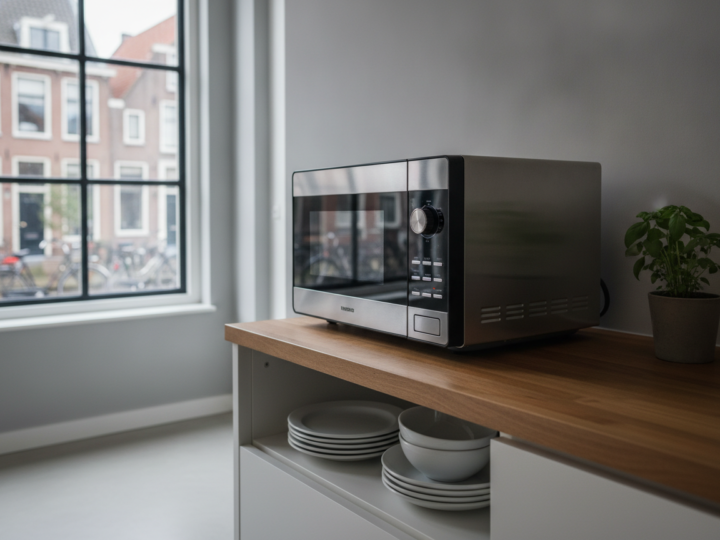 Luchtfriteuse-combimagnetron bespaart ruimte in kleine keuken
