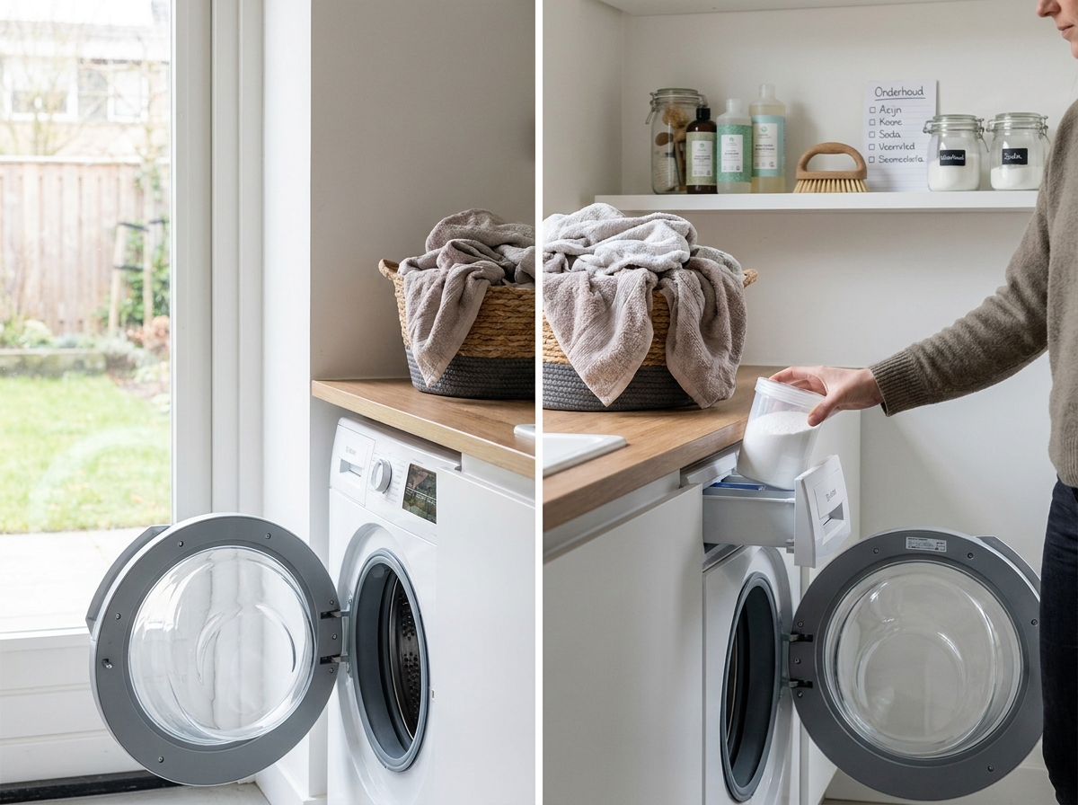 Wasmachine die muf ruikt en het onderhoudsritme dat dat voorkomt